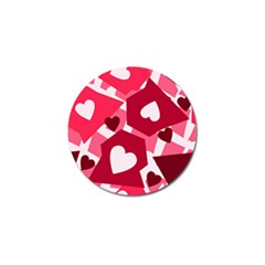 Pink Hearts Pattern Love Shape Golf Ball Marker by Bajindul