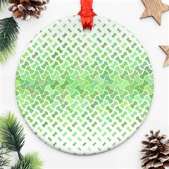 Green Pattern Curved Puzzle Round Ornament (two Sides)