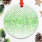 Green Pattern Curved Puzzle Round Ornament (Two Sides) Back