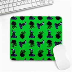 Gothic Girl Rose Green Pattern Large Mousepads by snowwhitegirl