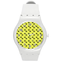 Yellow Eyes Round Plastic Sport Watch (m) by snowwhitegirl