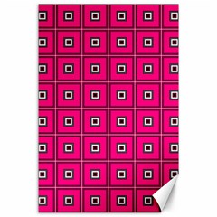 Pink Pattern Squares Canvas 24  X 36 