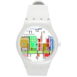 Business Finance Statistics Graphic Round Plastic Sport Watch (M) Front