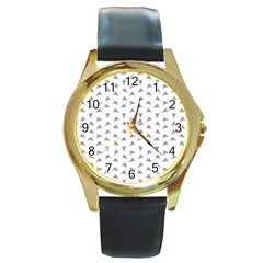 Cycling Motif Design Pattern Round Gold Metal Watch by dflcprintsclothing