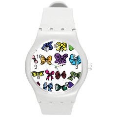 Bows Cartoon Ribbon Round Plastic Sport Watch (m) by Bajindul