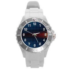 Signal Background Pattern Light Texture Round Plastic Sport Watch (l) by Sudhe