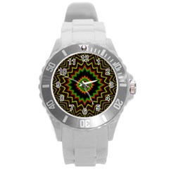 Fractal Artwork Idea Allegory Abstract Round Plastic Sport Watch (l) by Sudhe