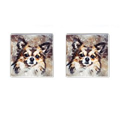 Chihuahua Dog Cute Pets Small Cufflinks (square) by Wegoenart