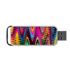 Multicolored Wave Distortion Zigzag Chevrons 2 Background Color Solid Black Portable Usb Flash (two Sides) by EDDArt