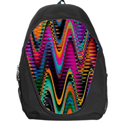 Multicolored Wave Distortion Zigzag Chevrons 2 Background Color Solid Black Backpack Bag by EDDArt