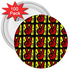 Peace 3  Buttons (100 Pack)  by ArtworkByPatrick