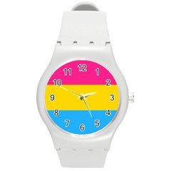 Pansexual Pride Flag Round Plastic Sport Watch (m) by lgbtnation