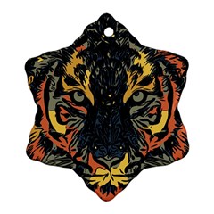 Tiger Predator Abstract Feline Ornament (snowflake) by Pakrebo