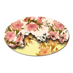 A Touch Of Vintage, Floral Design Oval Magnet by FantasyWorld7