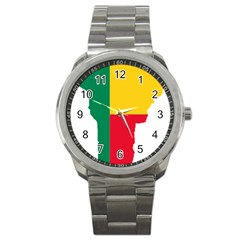 Benin Africa Borders Country Flag Sport Metal Watch by Sapixe