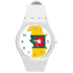 Togo Flag Map Geography Outline Round Plastic Sport Watch (m) by Sapixe