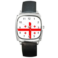 Borders Country Flag Geography Map Square Metal Watch by Sapixe