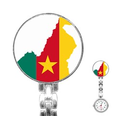 Cameroon Flag Map Geography Stainless Steel Nurses Watch by Sapixe