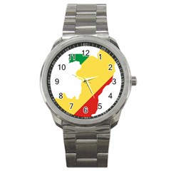 Congo Flag Map Geography Outline Sport Metal Watch by Sapixe