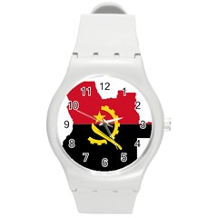 Angola Flag Map Geography Outline Round Plastic Sport Watch (m) by Sapixe