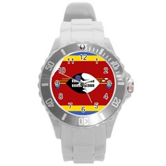 Swaziland Flag Map Geography Round Plastic Sport Watch (l) by Sapixe