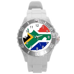 Africa Borders Country Flag Round Plastic Sport Watch (l) by Sapixe