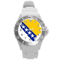 Bosnia And Herzegovina Country Round Plastic Sport Watch (l) by Sapixe