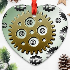 Gear Background Sprocket Heart Ornament (two Sides)