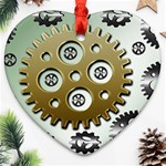 Gear Background Sprocket Heart Ornament (Two Sides) Back