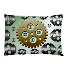 Gear Background Sprocket Pillow Case (two Sides) by HermanTelo