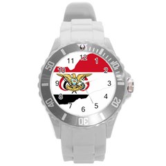 Borders Country Flag Geography Map Round Plastic Sport Watch (l) by Sapixe