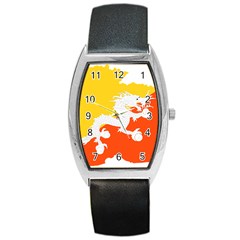 Borders Country Flag Geography Map Barrel Style Metal Watch by Sapixe