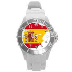 Spain Country Europe Flag Borders Round Plastic Sport Watch (l) by Sapixe