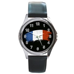 Flag France Flags French Country Round Metal Watch by Sapixe