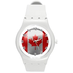 Canada Flag Country Symbol Nation Round Plastic Sport Watch (m) by Sapixe