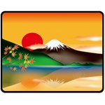 Mount Fuji Japan Lake Sun Sunset Double Sided Fleece Blanket (Medium)  58.8 x47.4  Blanket Front