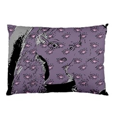 Wide Eyed Girl Grey Lilac Pillow Case by snowwhitegirl