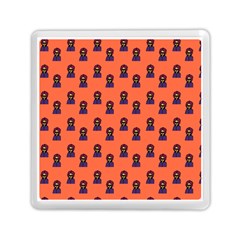 Nerdy 60s  Girl Pattern Orange Memory Card Reader (square) by snowwhitegirl