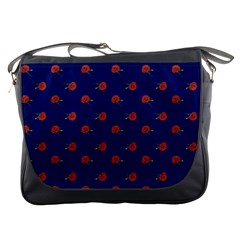 Red Rose Blue Messenger Bag by snowwhitegirl