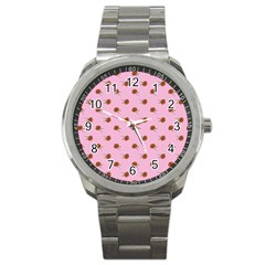 Peach Rose Pink Sport Metal Watch by snowwhitegirl