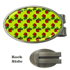 Red Roses Lime Green Money Clips (oval)  by snowwhitegirl