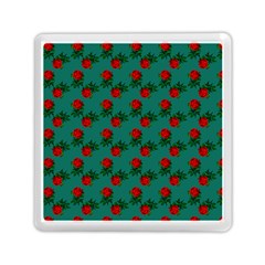 Red Roses Teal Green Memory Card Reader (square) by snowwhitegirl