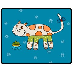 Paint Kitten Cats Cat Cute Paw Double Sided Fleece Blanket (medium)  by Simbadda