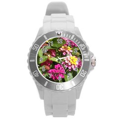 Summer Lantana W Bee Round Plastic Sport Watch (l) by Riverwoman