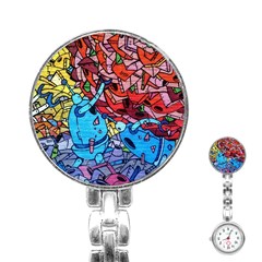 Graffiti Wall Mural Painting Arts Stainless Steel Nurses Watch by Simbadda