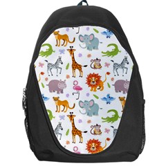 Children Seamless Wallpaper With Cute Funny Baby Savanna Animals Backpack Bag by Vaneshart