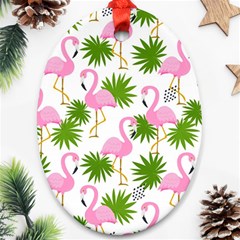 Seamless Pattern With Cute Flamingos Ornament (oval) by Vaneshart