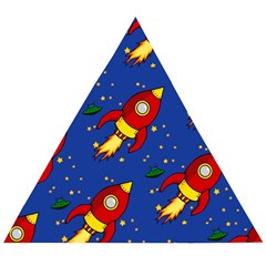 Space Rocket Pattern Wooden Puzzle Triangle by Vaneshart