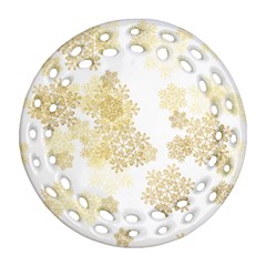 Christmas Gold Stars Snow Flakes  Ornament (round Filigree) by Lullaby