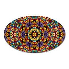 Geometric Pattern Kaleidoscope Art Mirror Image Mosaic Oval Magnet by Vaneshart